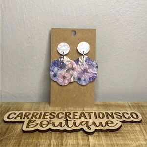 Handmade Floral Purple and White Earrings